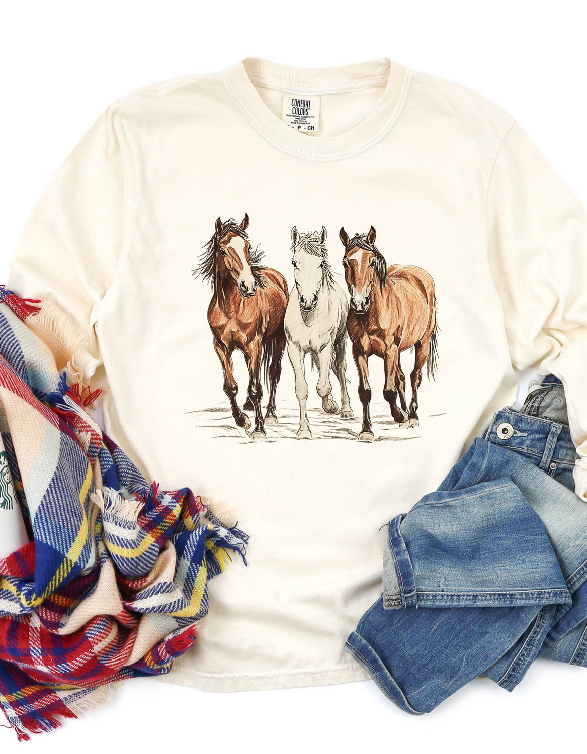 Running Horses Long Sleeve Tee