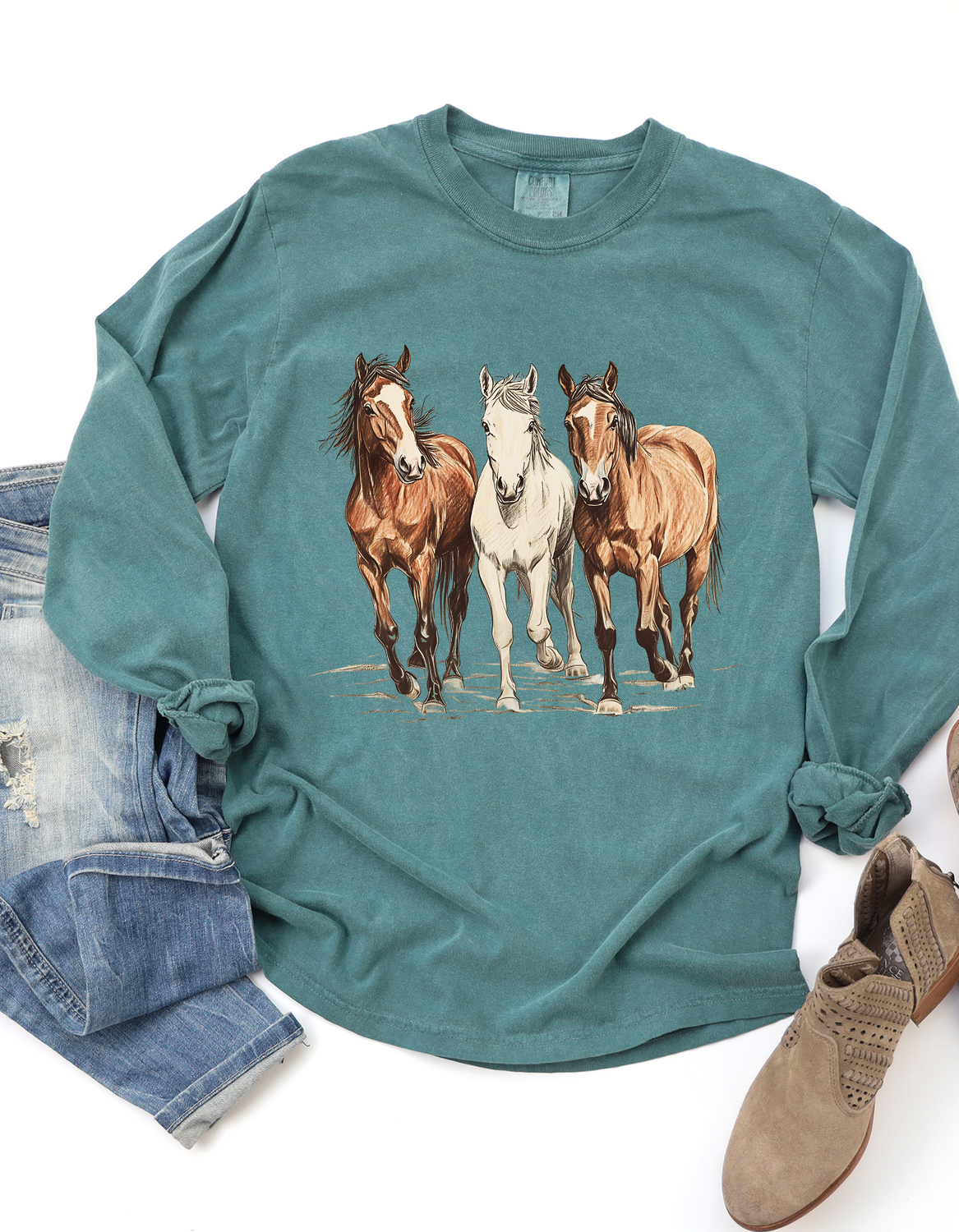 Running Horses Long Sleeve Tee