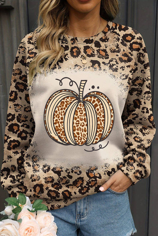 Halloween Pumpkin Leopard Print Sweatshirt