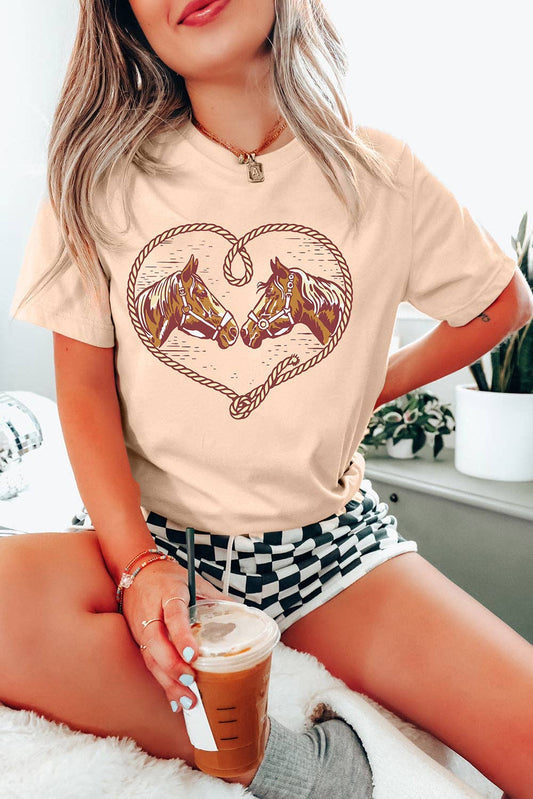 Horses in Rope Heart T Shirt
