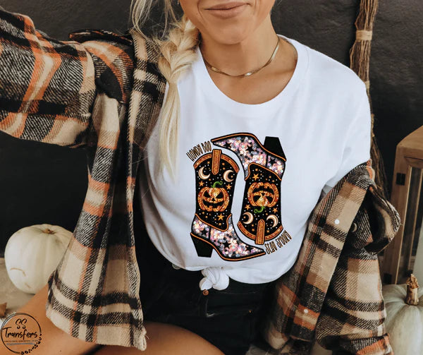 Howdy Boo Boots Halloween Tee
