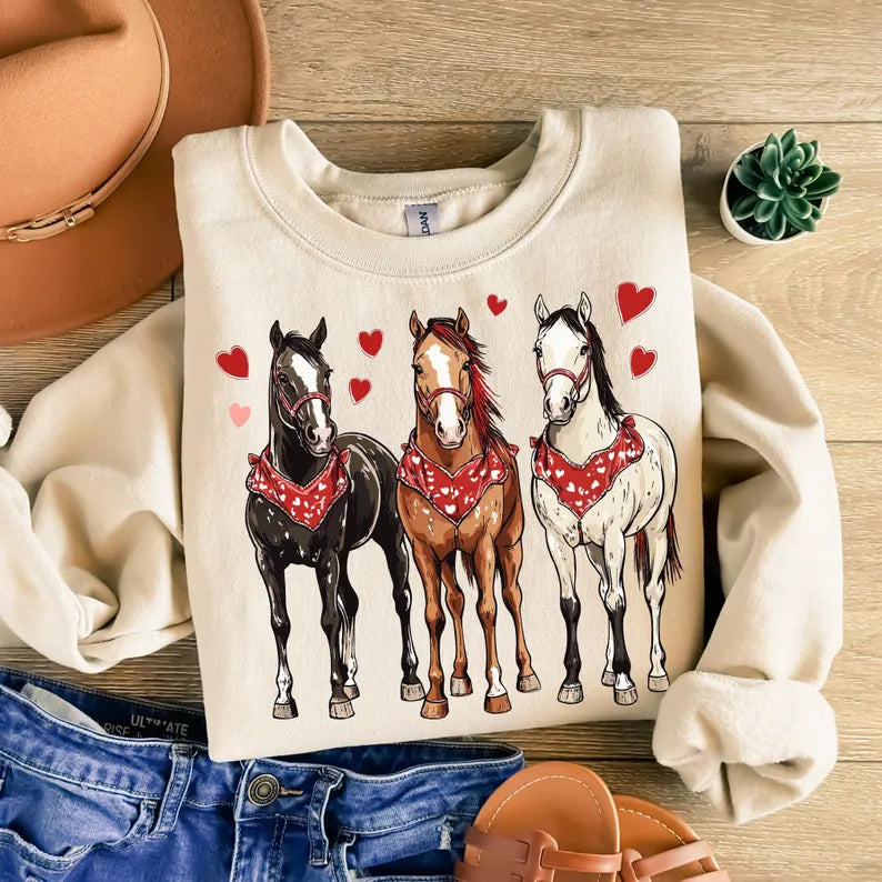 Valentine Horses Sweatshirt